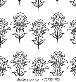 Iris vector illustration. Doodle style. Design, print, logo, decor, textile, paper