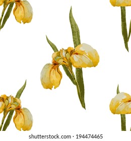 iris, watercolor, pattern