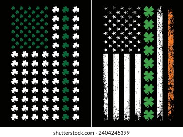 Irish American Flag St. Patrick's Day T Shirt Design
