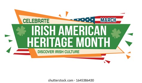 Irish american heritage month banner design on white background, vector illustration