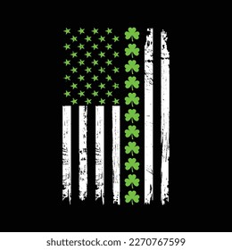 Irish American Shamrock Flag, Shamrock Flag vector, Irish, St Patricks Day American Flag Shirt, USA Flag Vector