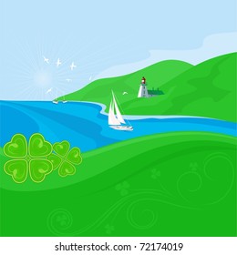 Irish banner with seaview