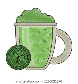 Irish beer cup and coin scribble