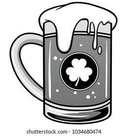 Irish Beer Illustration - A vector cartoon illustration of a mug of Irish Beer.