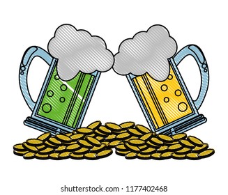 Irish beers and coins scribble