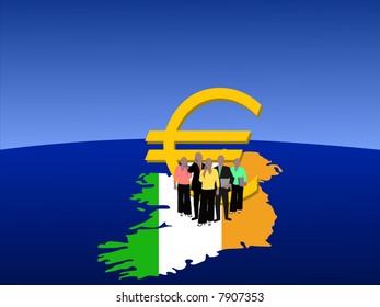 Irish business team with map flag and euro symbol