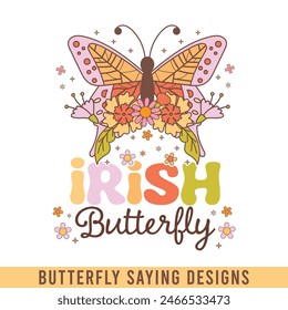 Irish butterfly floral retro design, floral retro butterfly designs