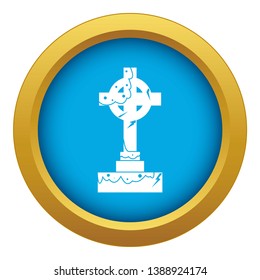 Irish celtic cross icon blue vector isolated on white background for any design