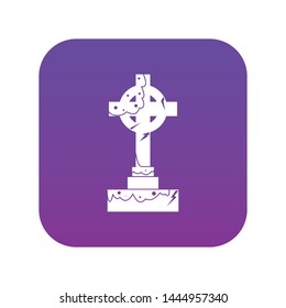 Irish celtic cross icon digital purple for any design isolated on white vector illustration