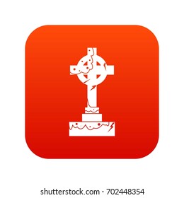 Irish celtic cross icon digital red for any design isolated on white vector illustration