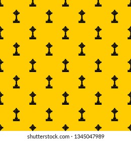 Irish celtic cross pattern seamless vector repeat geometric yellow for any design