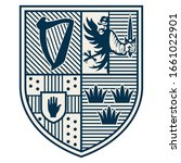 Irish Celtic design in vintage, retro style. Provinces of Ireland - Connacht, Leinster, Munster and Ulster, isolated on white, vector illustration