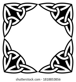 Irish Celtic vector square frame or border design perfect for greeting card or invitation. Retro braided frame design black and white, traditional ornaments from Ireland
