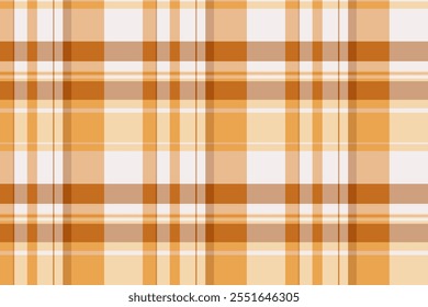 Irish check vector seamless, gift paper pattern fabric texture. Pretty tartan background plaid textile in orange and light colors palette.