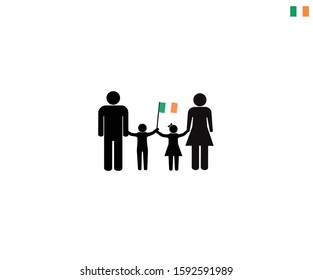 Irish children with national flag of Republic of Ireland, future of Ireland concept, sign symbol background, vector illustration.