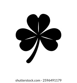 Irish clover 3 leaf clover symbol silhouette icon vector flat illustration design on white background. Irish lucky shamrock icon.