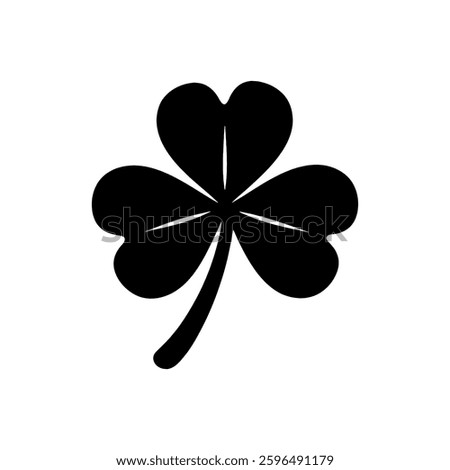 Irish clover 3 leaf clover symbol silhouette icon vector flat illustration design on white background. Irish lucky shamrock icon.
