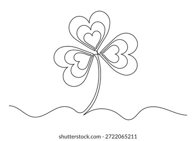 Trébol irlandés contínuo dibujo de contorno simple elemento de naturaleza de estilo