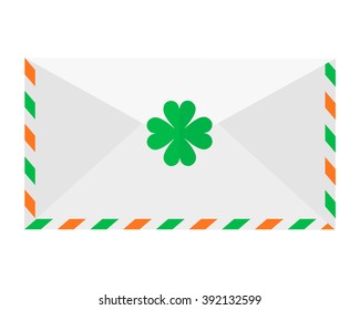 irish clover leaf plant mail post letter email envelope message image vector
