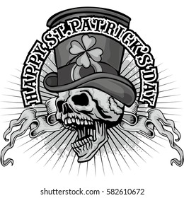 Irish coat of arms with skull and clover, grunge vintage design t shirts