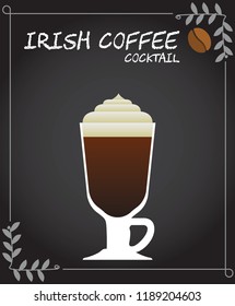 Irish Coffee Cocktail Illustration in vector.