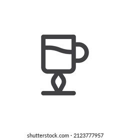 Irish coffee cup line icon. linear style sign for mobile concept and web design. Latte coffee glass outline vector icon. Symbol, logo illustration. Vector graphics