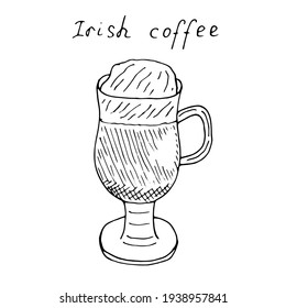 Set irish coffee mugs hand drawn glassware cup Vector Image