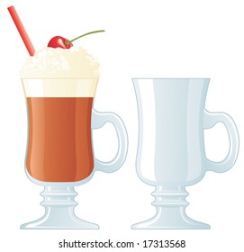 Irish coffee in glass