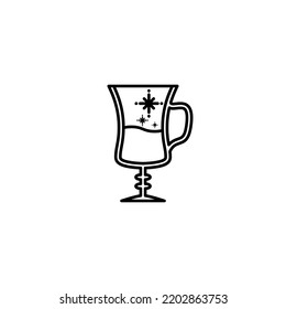 irish coffee glass icon with cold water on white background. simple, line, silhouette and clean style. black and white. suitable for symbol, sign, icon or logo