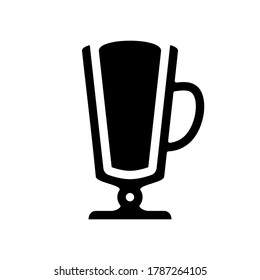 Irish coffee Latte glass solid icon, beverage concept, Latte coffee sign on white background, Glass of hot latte macchiato icon in glyph style, mobile. Vector illustration