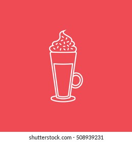 Irish Coffee Line Icon On Red Background