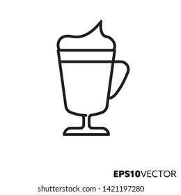 Irish coffee line icon. Outline symbol of hot drinks and coffee specialties. Kitchenware flat vector illustration.