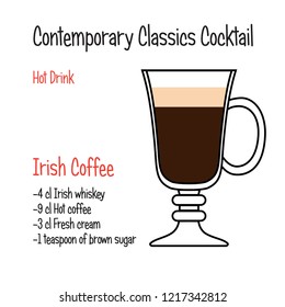 Irish coffee vector contemporary classic cocktail recipe