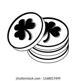 Irish coins stacked in black and white