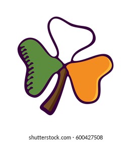 Irish colors on a clover on white background. Like Irish flag. Vector image for your business and design