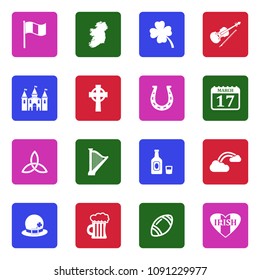 Irish Culture Icons. White Flat Design In Square. Vector Illustration. 