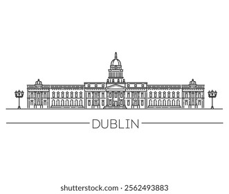 Irish Customs Building architectural landmark. Dublin, Ireland