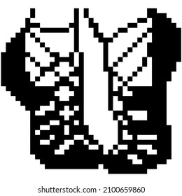 Irish dancing soft shoes on legs in white socks. pixel art
