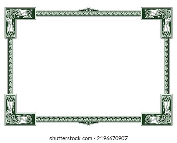 Irish design in vintage, retro style. Frame in the Old Norse Celtic style, isolated on white, vector illustration