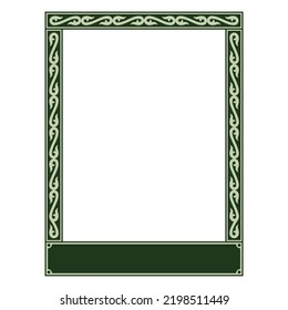 Irish design in vintage, retro style. Frame in the Old Norse Celtic style, isolated on white, vector illustration