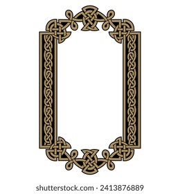 Irish design in vintage, retro style. Frame in the Old Norse Celtic style, isolated on white, vector illustration