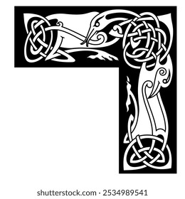 Irish design in vintage, retro style. Frame in the Old Norse Celtic style, isolated on white, vector illustration