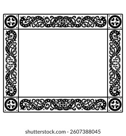 Irish design in vintage, retro style. Frame in the Old Norse Celtic style, isolated on white, vector illustration