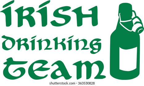Irish drinking team with beer bottle