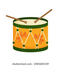 Irish drum. Traditional element for St. Patrick's day. Vector illustration on white background.