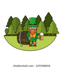 Irish elf with beer cup and barrel
