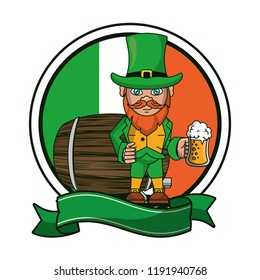 Irish elf with beer cup and barrel