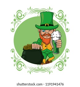 Irish elf with beer cup and pot coins