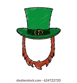 Irish elf hat with beard isolated icon