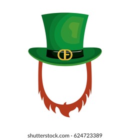 Irish elf hat with beard isolated icon